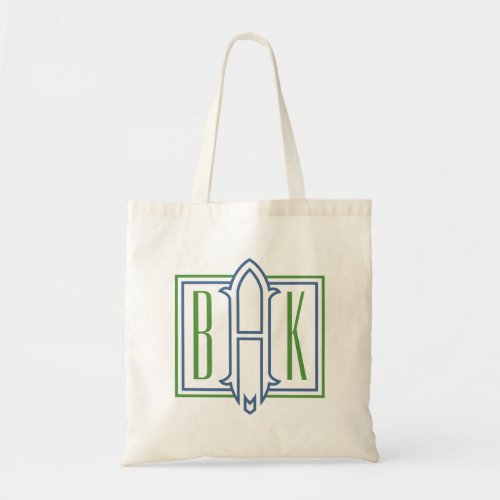 Two Color Square Monogram Tote Bag