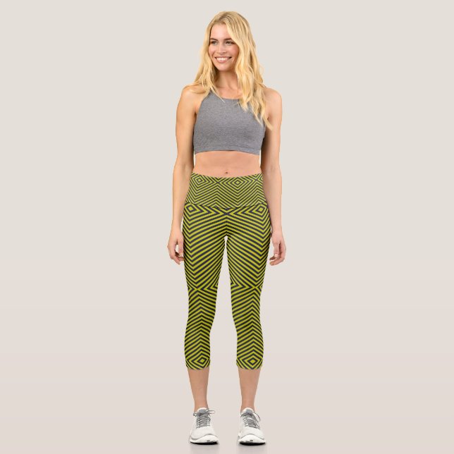 Two Color Striped Capri Leggings (Front)