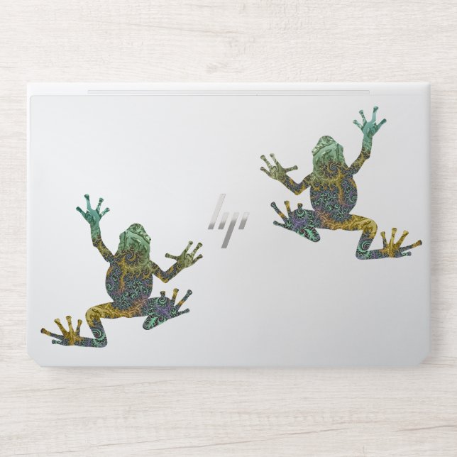 Two Colorful Climbing Fractal Tree Frogs HP Laptop Skin (Front)