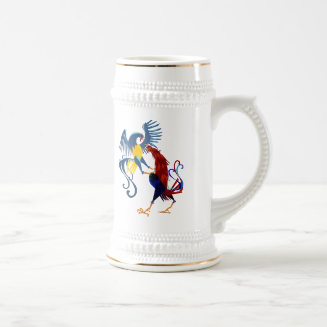 Two Colorful Fighting Roosters Mugs (Right)
