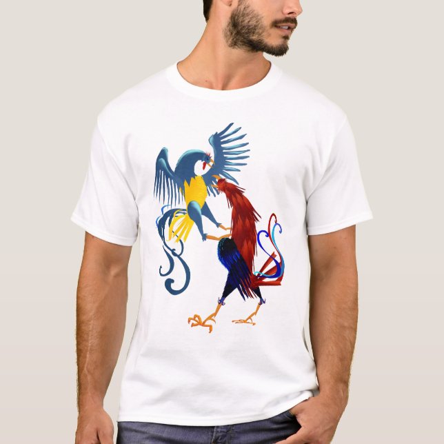 Two Colorful Fighting Roosters Shirt (Front)