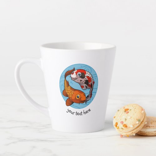Two Colorful Fish Friends Koi Carp Cartoon Latte Mug