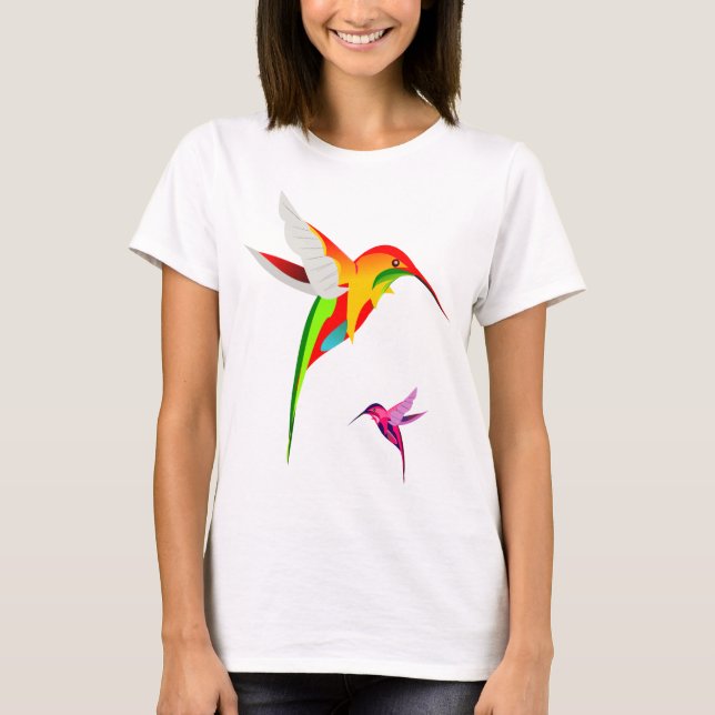 Two Colorful Flying Hummingbirds T-Shirt (Front)