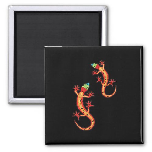 two colorful geckos magnet