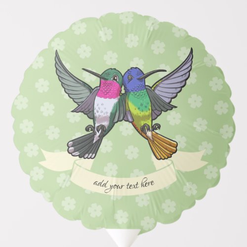 Two Colorful Hovering Hummingbird Friends Cartoon Balloon