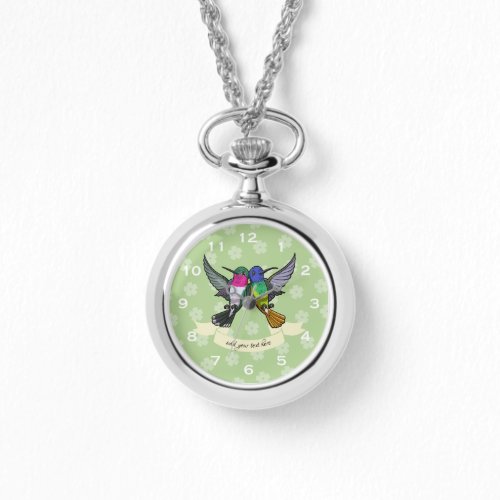 Two Colorful Hovering Hummingbird Friends Cartoon Watch