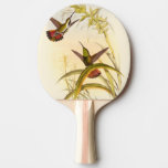 Two Colorful Hummingbirds Aiming for Same Flower Ping Pong Paddle