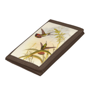 Two Colorful Hummingbirds Aiming for Same Flower Tri-fold Wallet