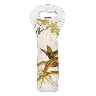 Two Colorful Hummingbirds Aiming for Same Flower Wine Bag