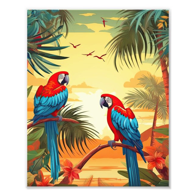 Two Colorful Parrots  Photo Print (Front)