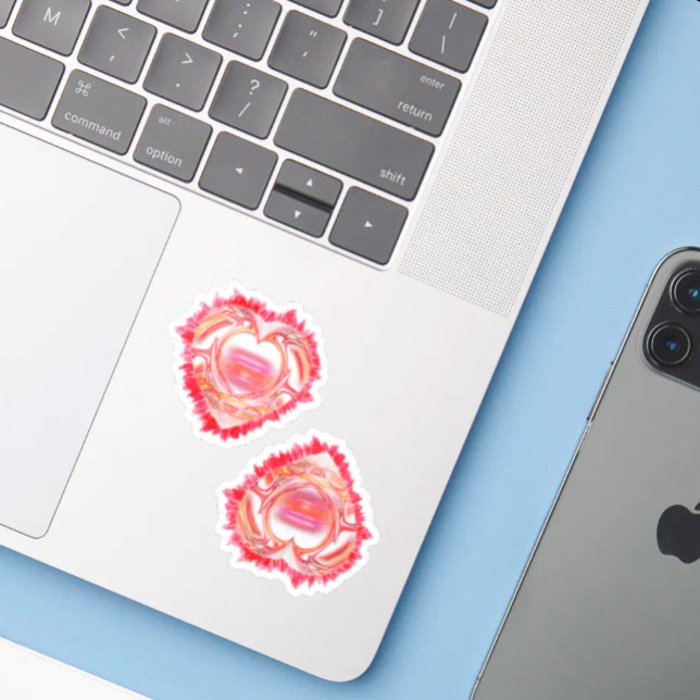 Two Colorful Tattered Heart Custom Cut Sticker (Creator Uploaded)