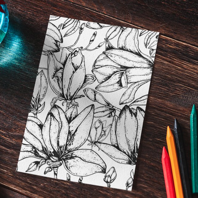 Two Coloring Pages Flowers Line Drawing (Botanical Coloring Pages Flowers Line Drawing)