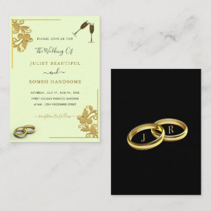 Two Colors Wedding Invitation Black Gold Design