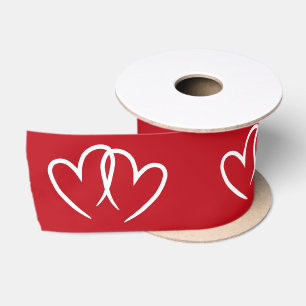Two connected hearts -  satin ribbon