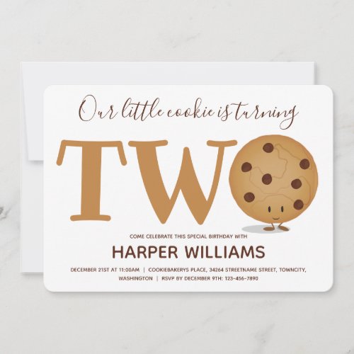 Two Cookie 2nd Birthday Invitation