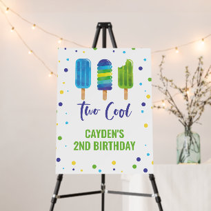 Two Cool 2nd Birthday Ice Pop Blue Green Foam Board
