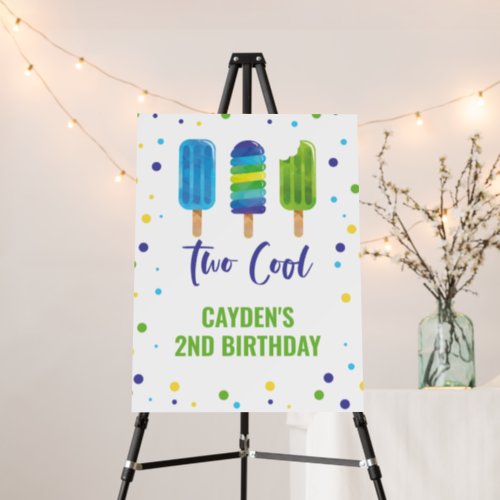 Two Cool 2nd Birthday Ice Pop Blue Green Foam Board