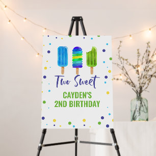 Two Cool 2nd Birthday Ice Pop Blue Green Foam Board