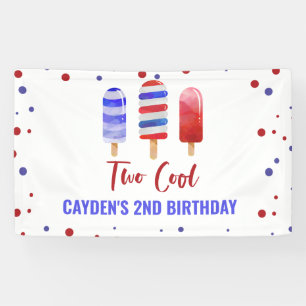 Two Cool 2nd Birthday Ice Pop July 4th Banner