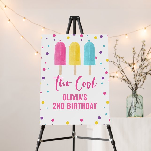 Two Cool 2nd birthday Rainbow Ice Pop Foam Board (In Situ (Stand))