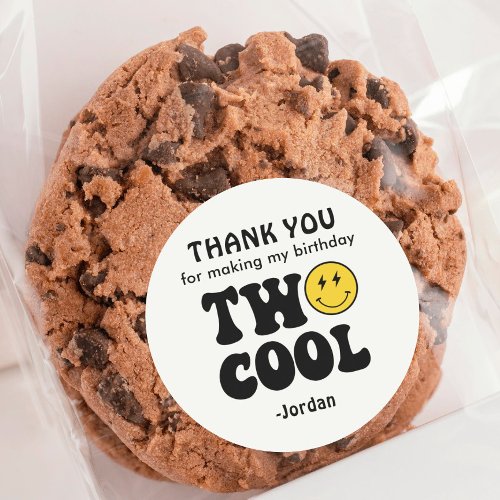 Two Cool 2nd Birthday Thank You Favor Classic Round Sticker