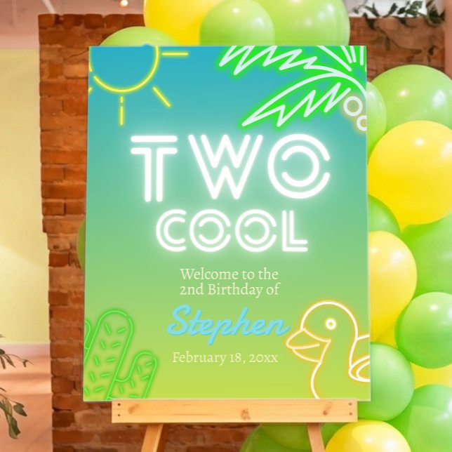 Two Cool 2nd Birthday Welcome Sign (Two Cool 2nd Birthday Welcome Sign - Pool Party)