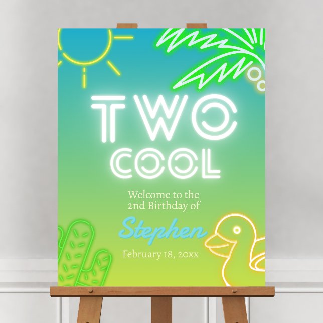 Two Cool 2nd Birthday Welcome Sign (Two Cool 2nd Birthday Welcome Sign - Pool Party)