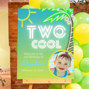 Two Cool 2nd Birthday Welcome Sign with Photo