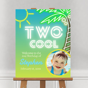 Two Cool 2nd Birthday Welcome Sign with Photo