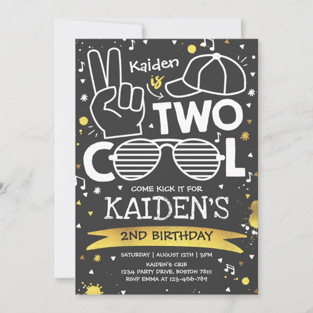 Two Cool Birthday Party I'm Two Cool 2nd Birthday  Invitation (Front)