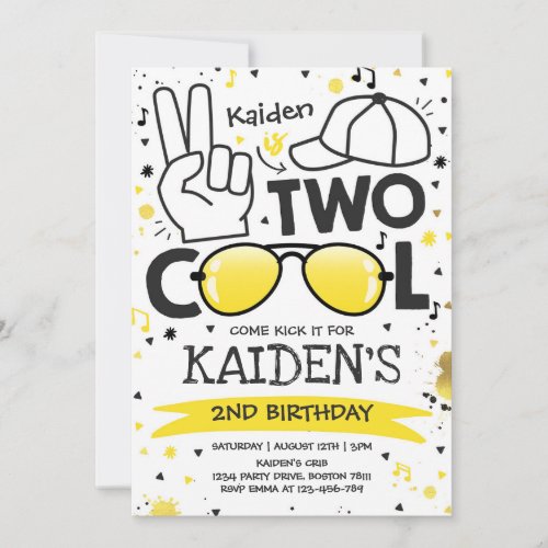 Two Cool Birthday Party Im Two Cool 2nd Birthday  Invitation