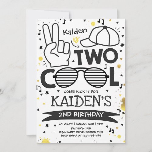 Two Cool Birthday Party Im Two Cool 2nd Birthday Invitation