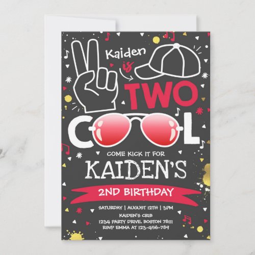 Two Cool Birthday Party Im Two Cool 2nd Birthday  Invitation