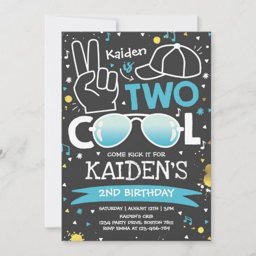 Two Cool Birthday Party Im Two Cool 2nd Birthday  Invitation