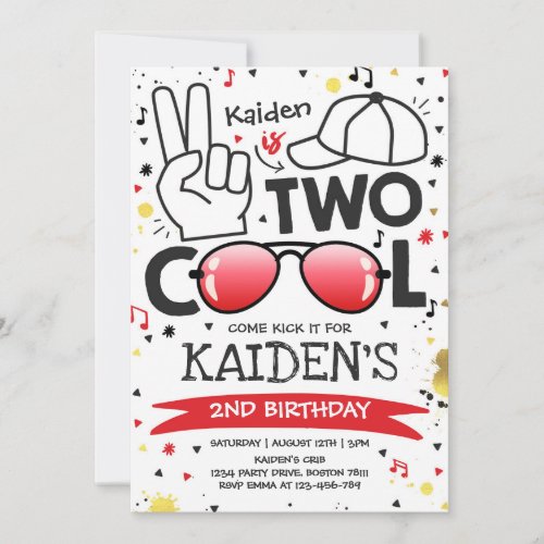 Two Cool Birthday Party Im Two Cool 2nd Birthday  Invitation