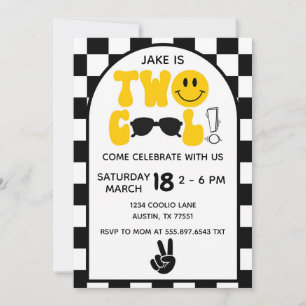 Two Cool Birthday Sunglasses Peace Sign Invitation