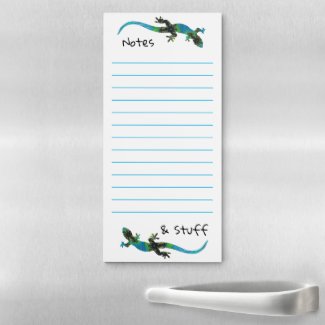 Two Cool Blue Fractal Lizards Notes and Stuff Magnetic Notepad