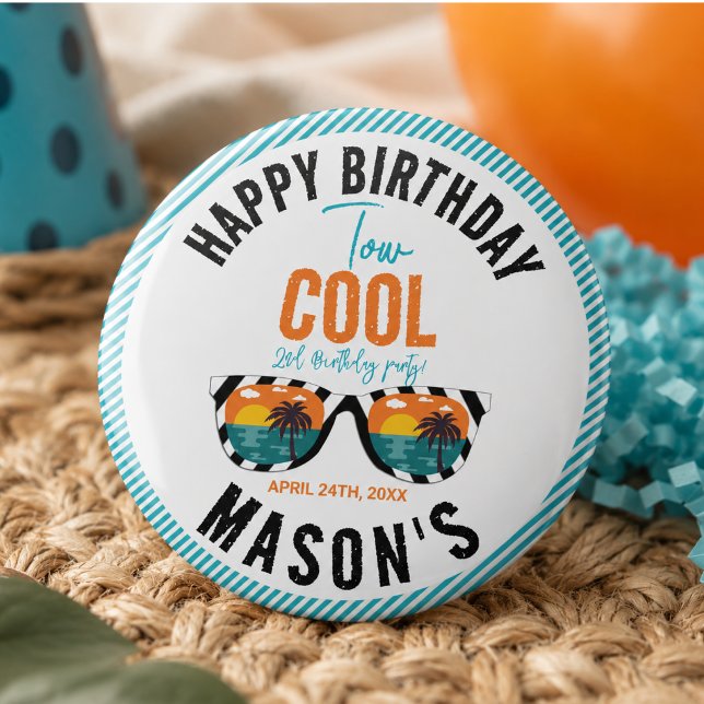 Two Cool Boy 2nd Birthday Party Button (Two Cool Boy 2nd Birthday Party Button)