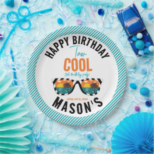 Two Cool Boy 2nd Birthday Party Paper Plates