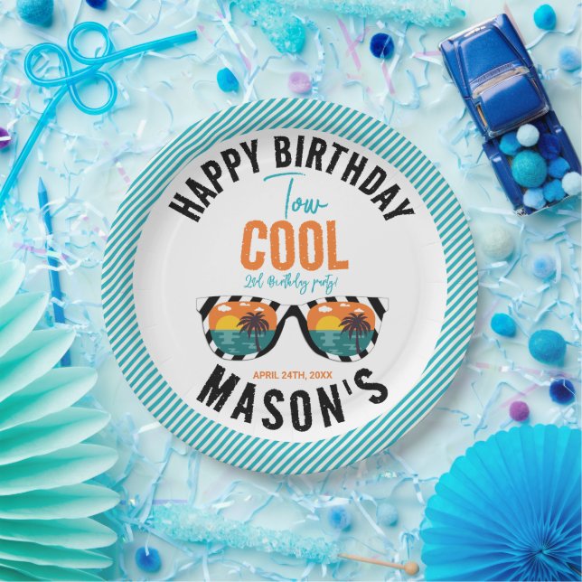 Two Cool Boy 2nd Birthday Party Paper Plates (Party)