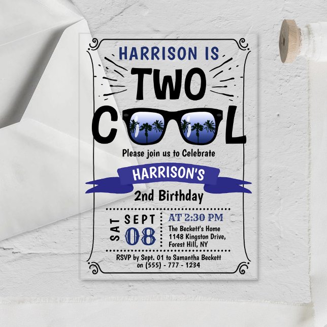 Two Cool Boys 2nd Birthday Acrylic Invitations (Creator Uploaded)