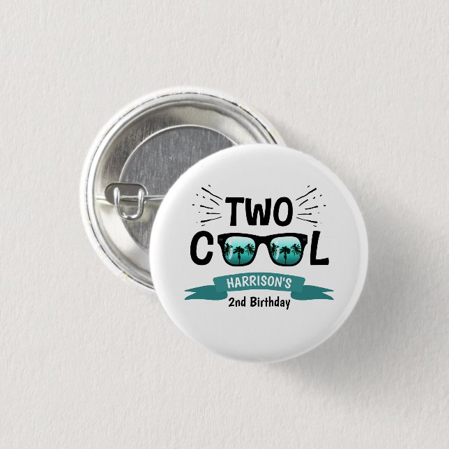 Two Cool Boys 2nd Birthday Button (Front & Back)