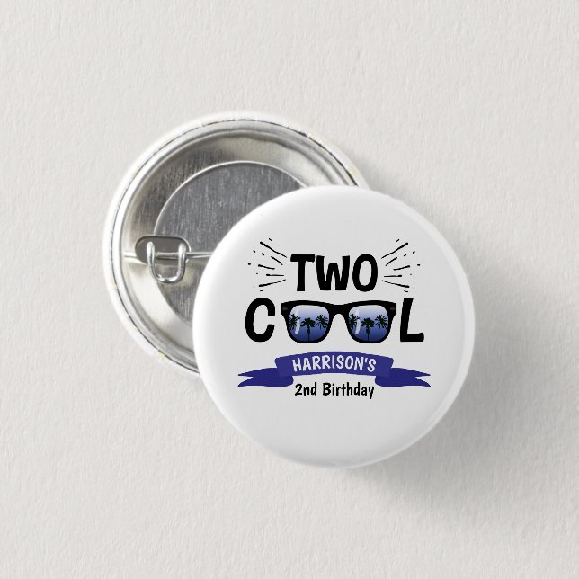 Two Cool Boys 2nd Birthday Button (Front & Back)