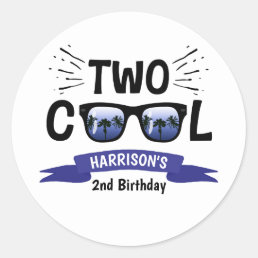 Two Cool Boys 2nd Birthday Classic Round Sticker