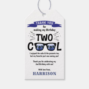 Two Cool Boys 2nd Birthday Party Thank You Gift Tags