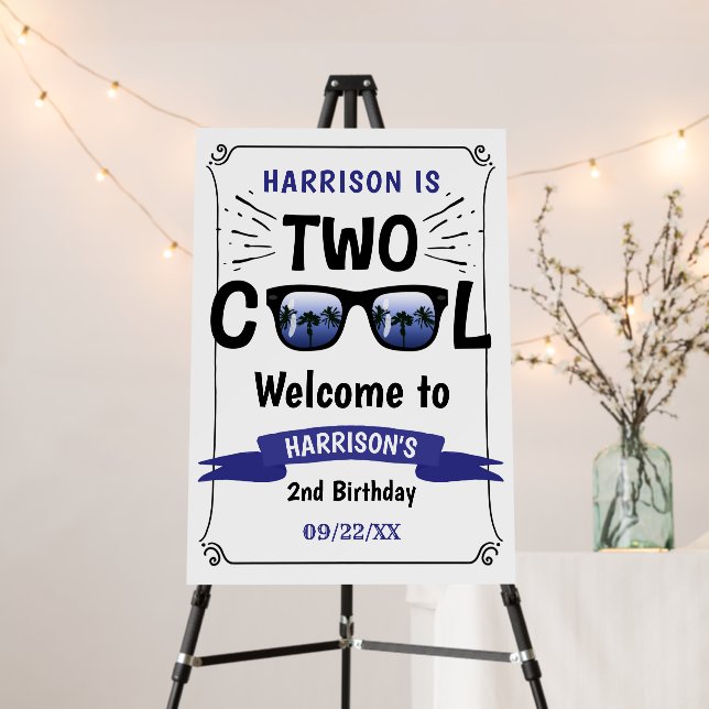 Two Cool Boys 2nd Birthday Welcome Sign (In Situ (Stand))