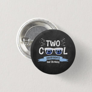 Two Cool Boys Chalkboard 2nd Birthday Button