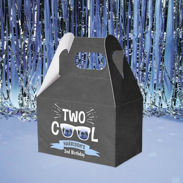 Two Cool Boys Chalkboard 2nd Birthday Favor Boxes (Creator Uploaded)