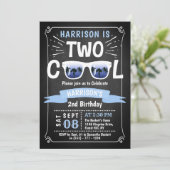 Two Cool Boys Chalkboard 2nd Birthday Invitations (Standing Front)