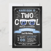Two Cool Boys Chalkboard 2nd Birthday Invitations (Front)